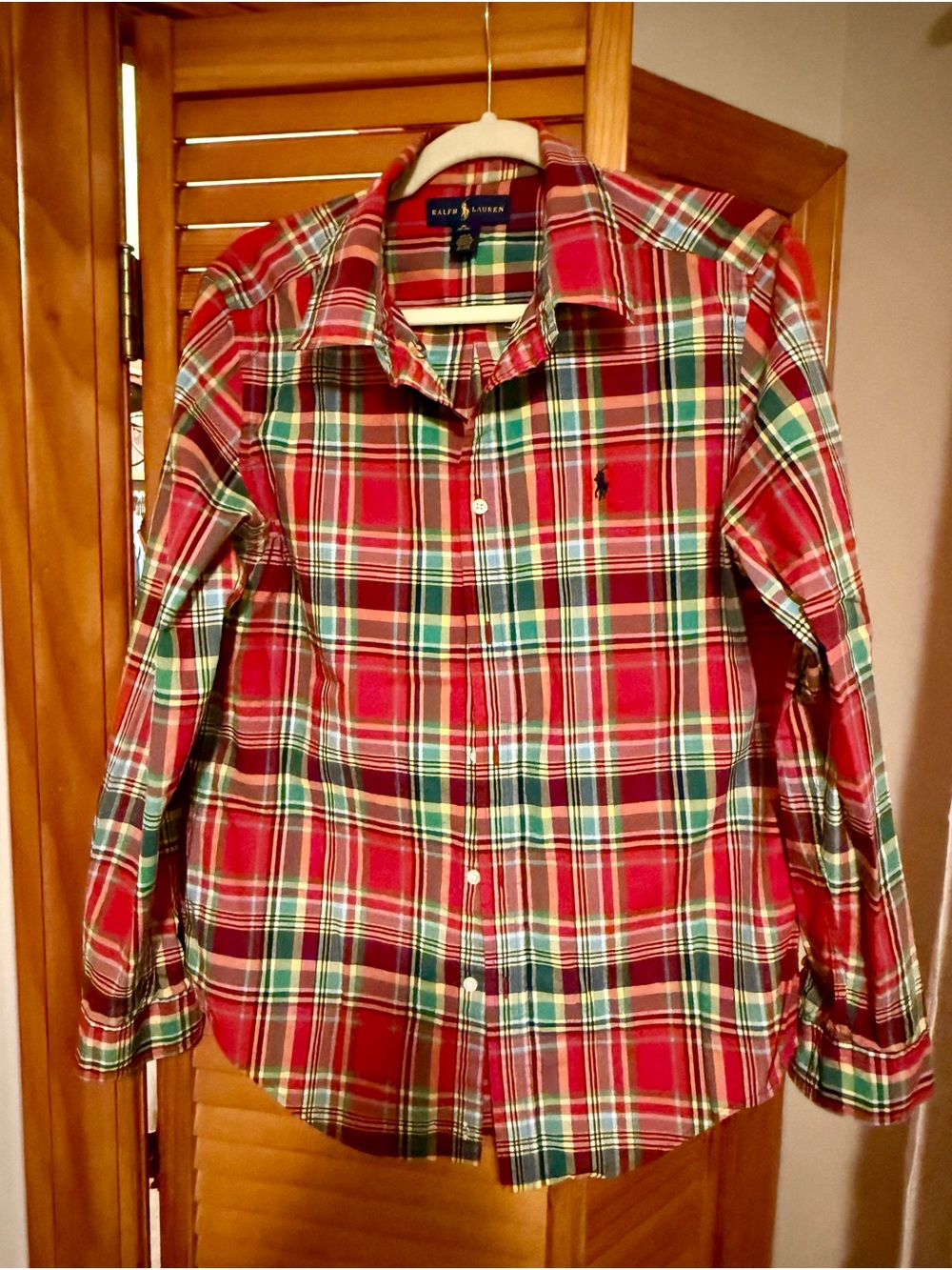 Ralph Lauren Red and Green Plaid Tartan Button-Down Shirt